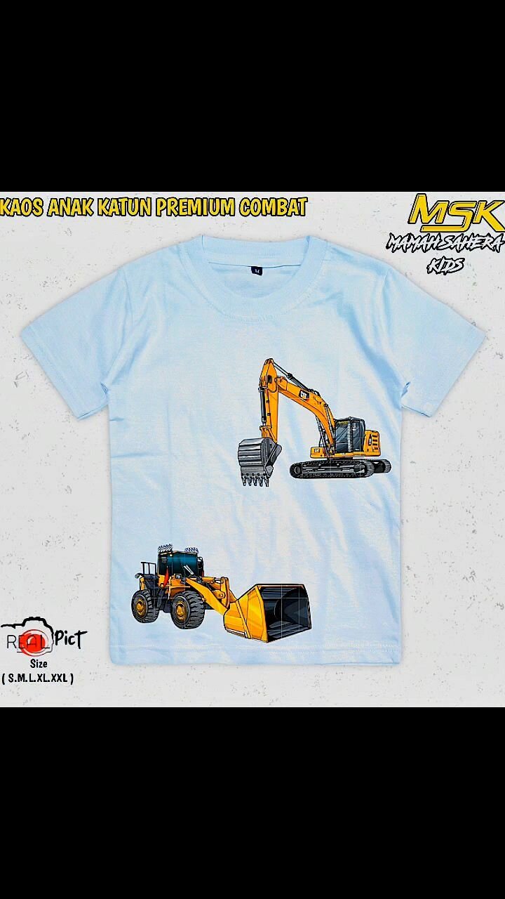 Kaos atasan anak anak laki laki perempuan untuk usia 1-12tahun dtf karakter alat berat excavator