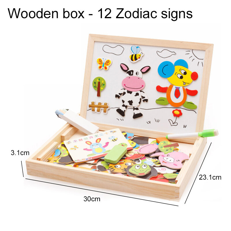 Children Puzzle Writing Magnetic Drawing Board Toys Paper / Wooden Parent Child Learning Early Education Interactive Toy TMZ