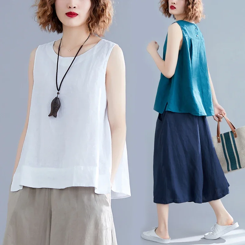 Cotton Irregular a Base Shirt Sleeveless Elegant Simple Solid Color Inner Wear Vest 2020 New Summer Top
