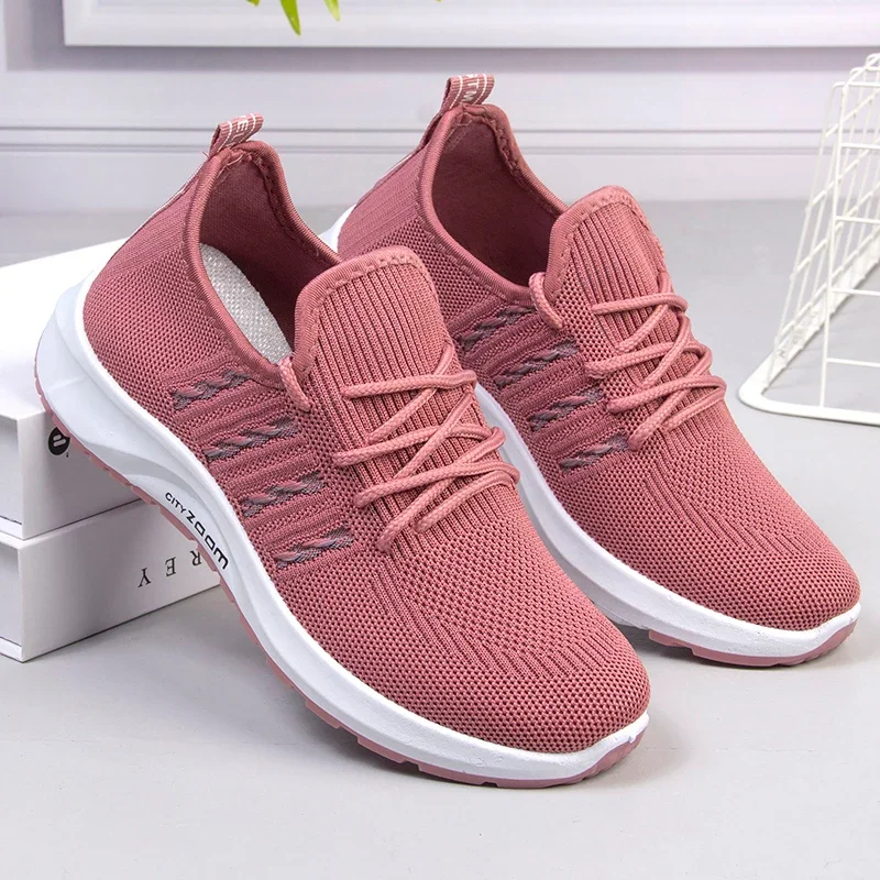 2020 Spring and Autumn New Flying Woven Breathable Sneakers Women's Old Beijing Cloth Shoes Women's Flat Casual Mom Shoes Single-Layer Shoes Women