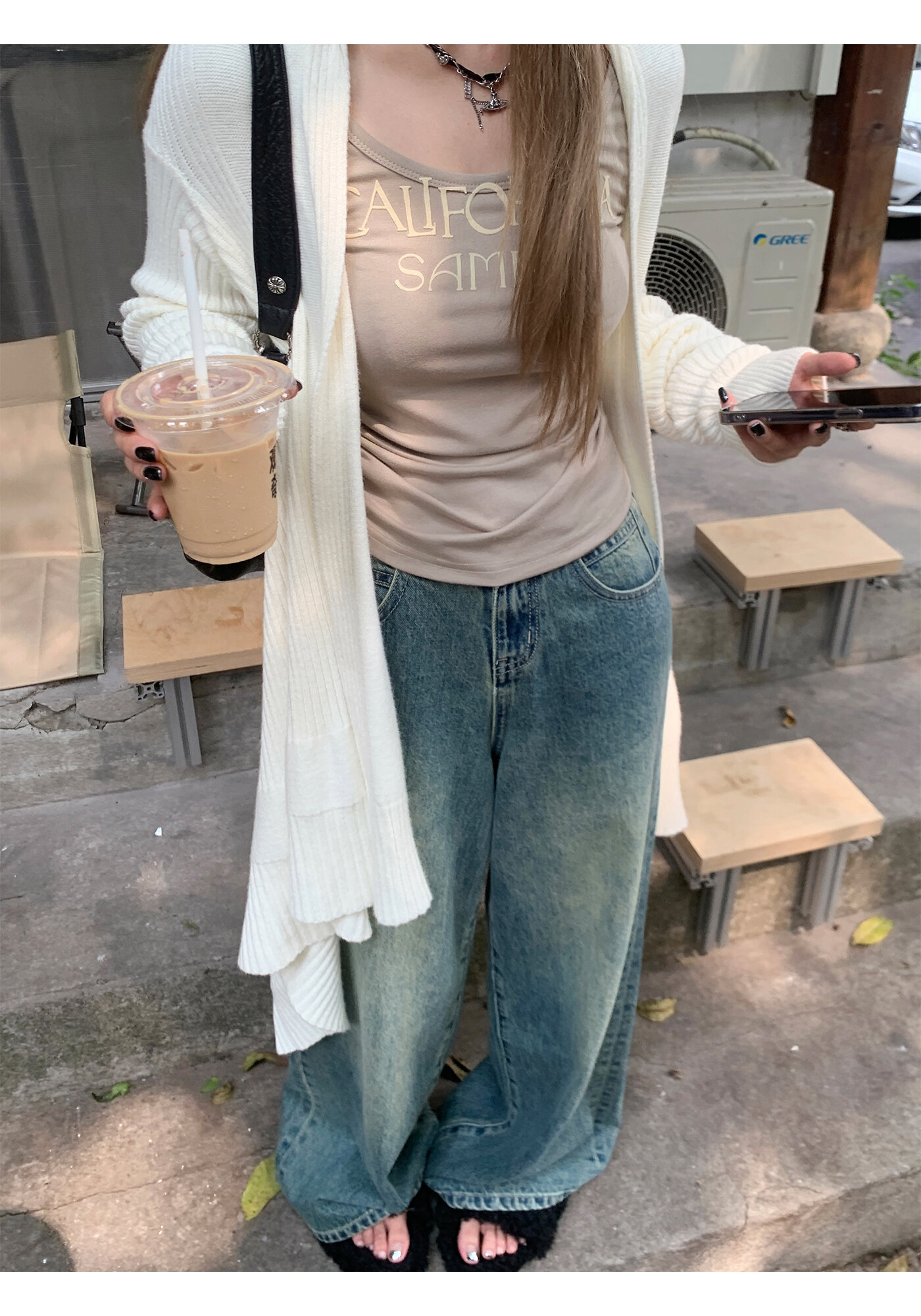 High Waist Wide Leg Jeans Women's Loose Fit Washed out Style Spring Autumn Denim Pants by LUU Peach Joy Slimming Effect · v2