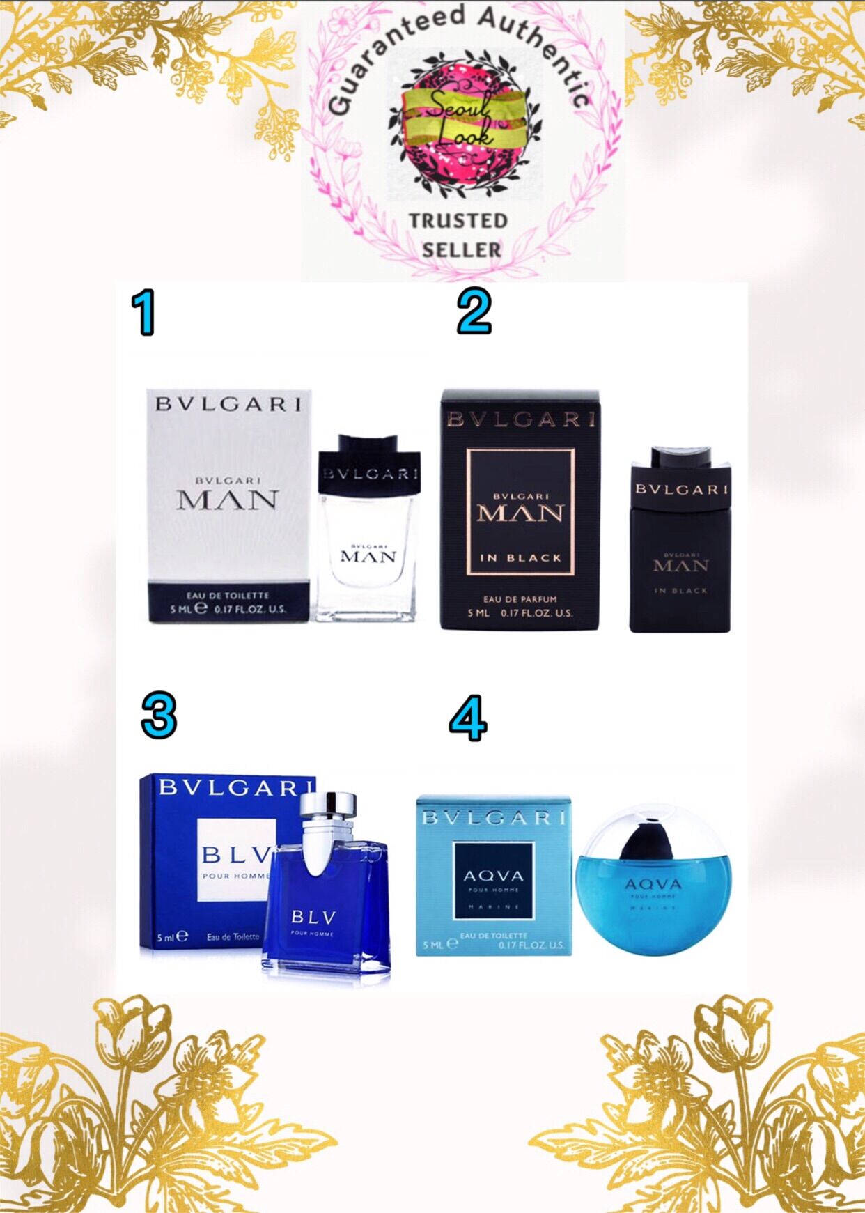 Bvlgari Mini Perfumes/Fragrances (Miniatures) for Him/Men Man