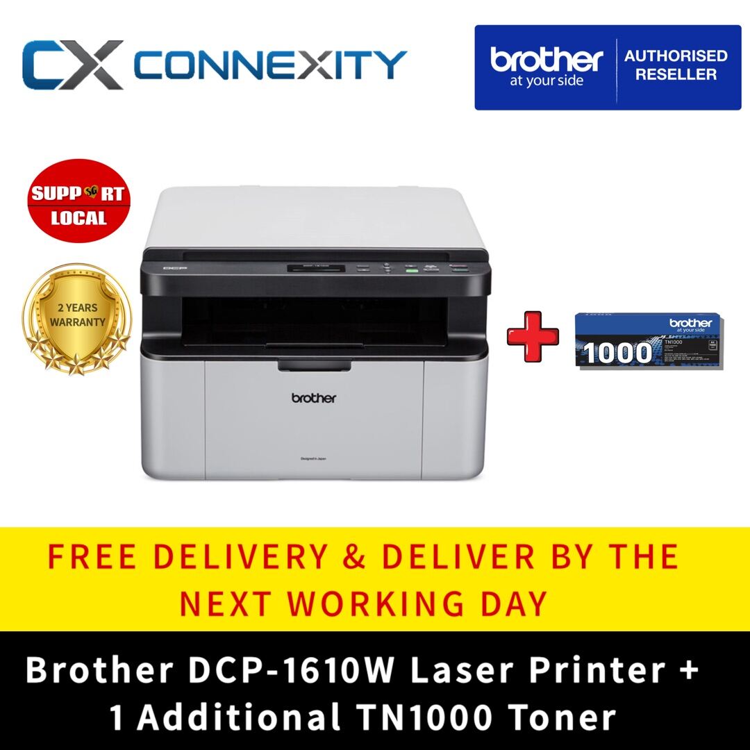 SPECIAL Bundle] Brother DCP-1610W + 1 Additional TN-1000 Toner Cartridge l Multi-Function Monochrome Laser Printer l Monochrome Printer l DCP 1610W l 1610 l DCP 1610 l Laser Printer