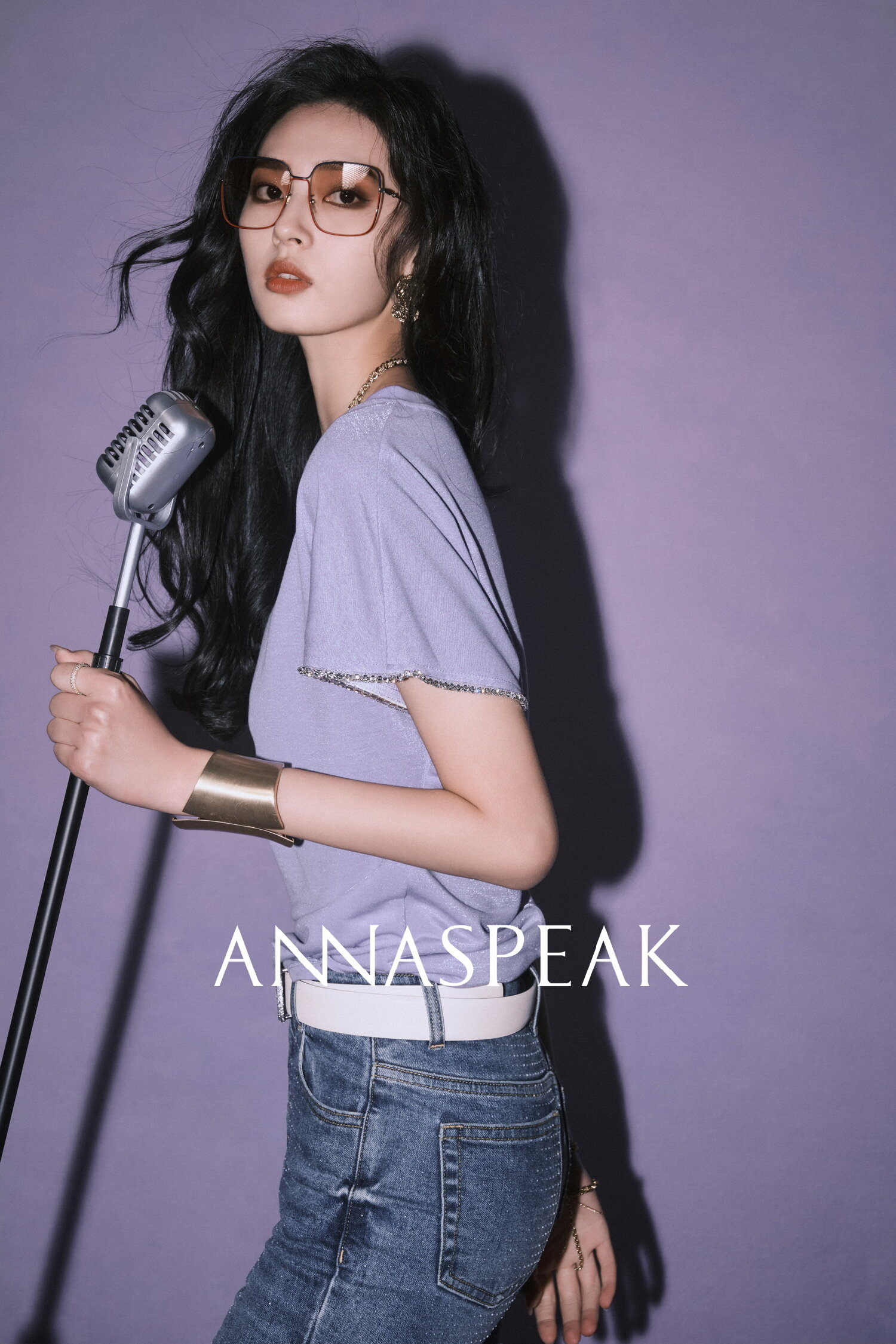 Annaspeak Galaxy 반팔 티셔츠 여성용 세련된 다이아몬드 장식 상의 캐주얼 루즈핏 퓨어 컬러 봄 여름 신상품