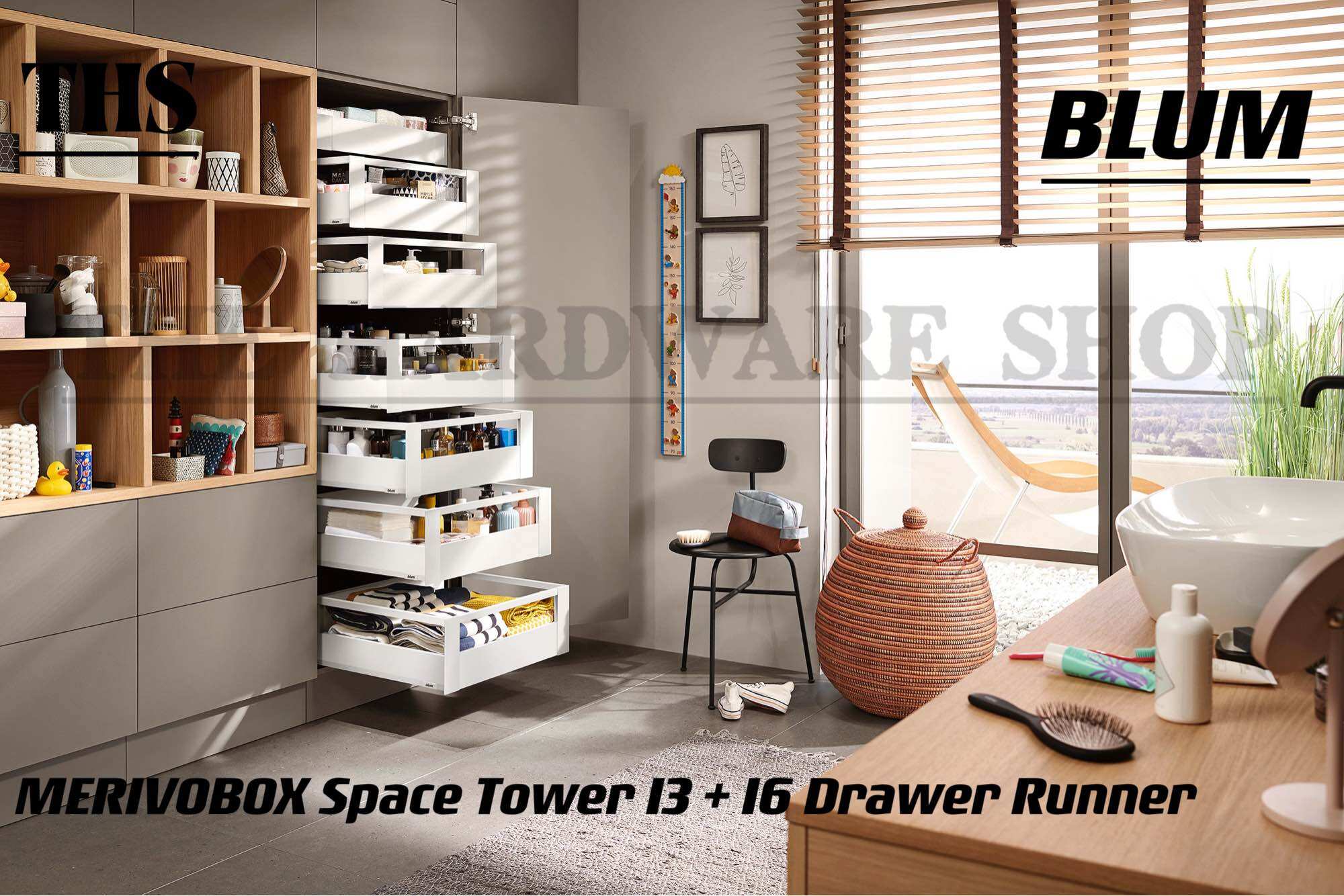 BLUM MERIVOBOX Space Twin S1 + S2 Drawer Sider Runner （Silk White