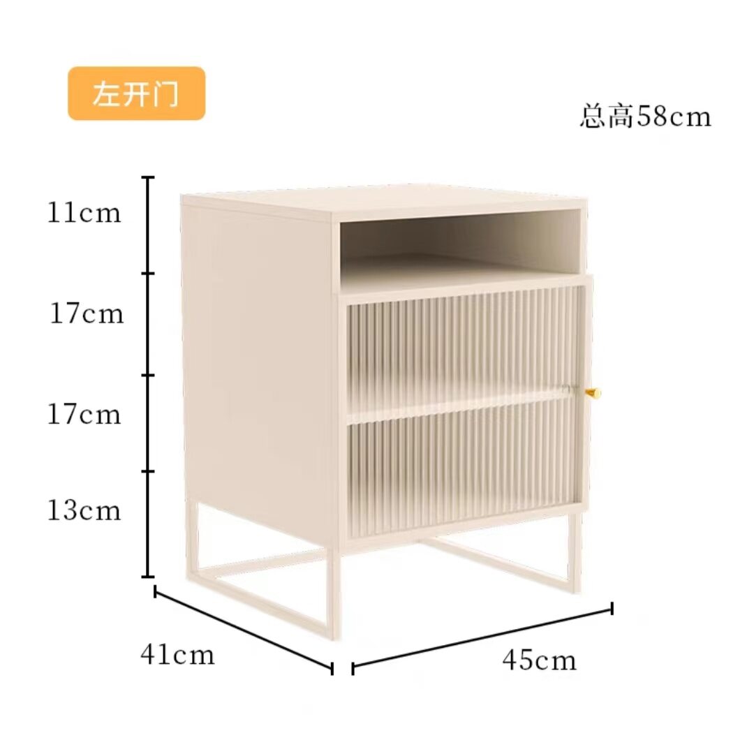 Nordic Iron Bedside Table Changhong Glass Bedroom Bedside