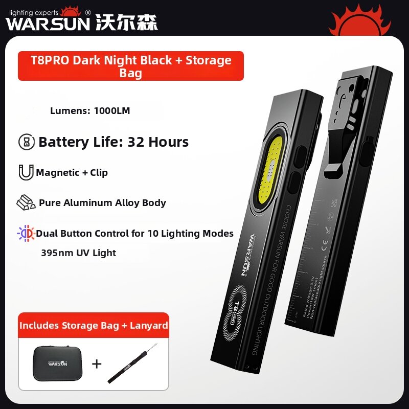 WARSUN | Bright Rechargeable Compact Portable Durable Magnetic Flashlight