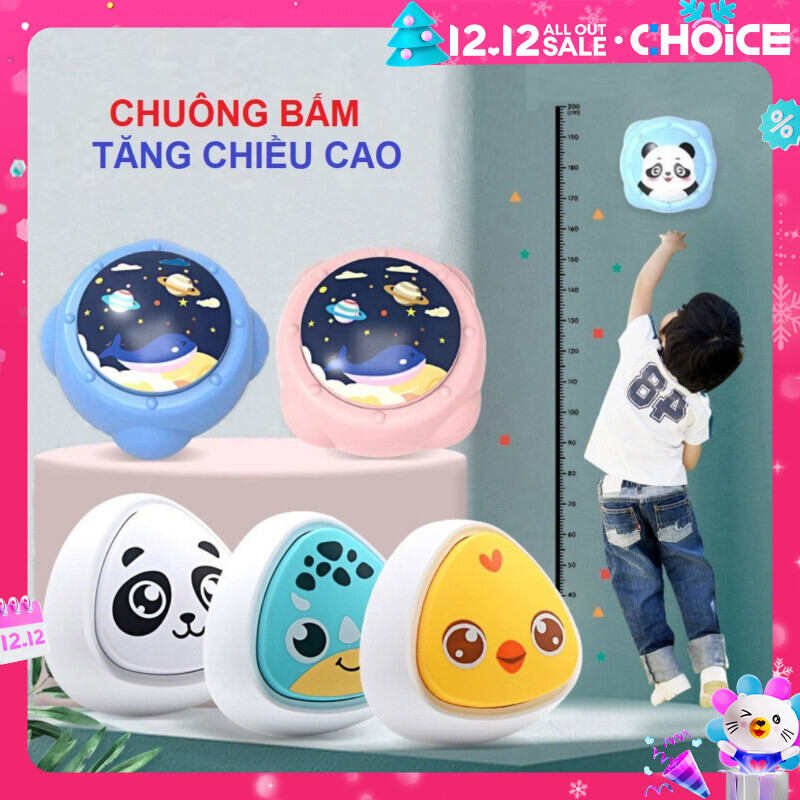 [Kèm Pin, Thước Đo] Bộ Chuông Bấm Nhảy Tăng Chiều Cao Phiên Bản Tiếng Việt, Nhựa ABS Cao Cấp, Giúp Bé Vận Động Nhảy Cao