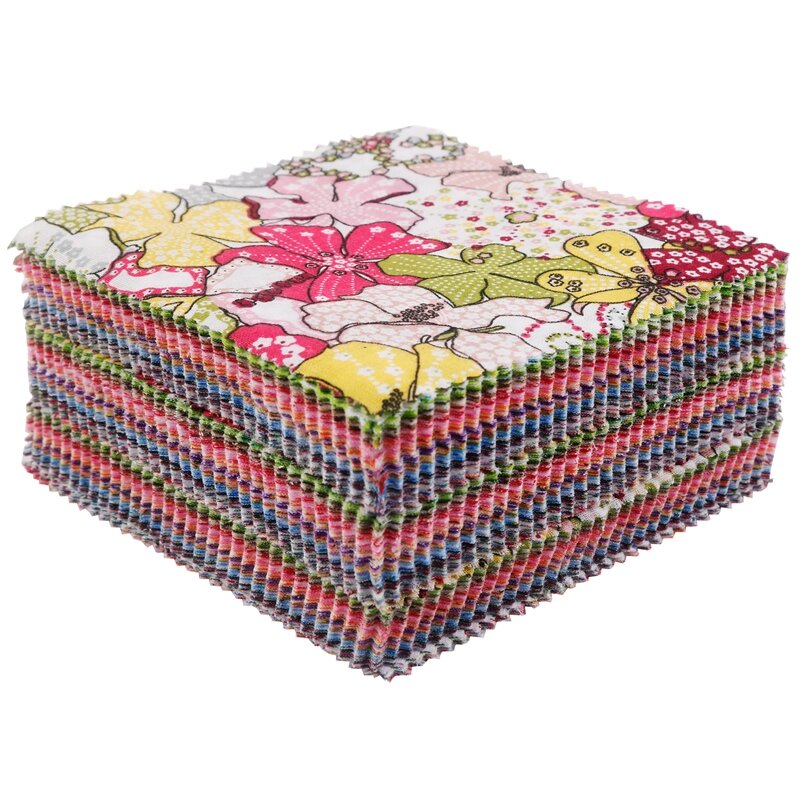 12.8x12.8cm Thin Plain Weave Cotton FabricLow DensityDIY Sewing Quilting MaterialRandom Mix Squares Printed Cloth SetJC110