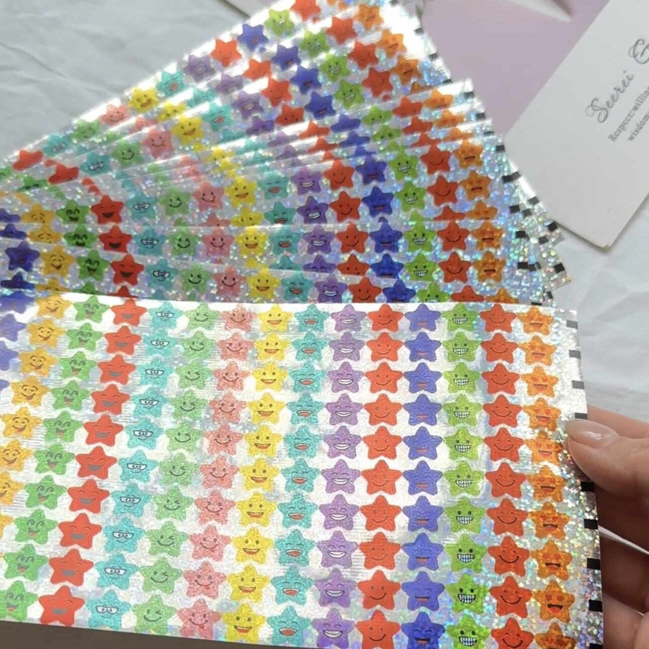 Colorful Laser Star Stickers Childrens Reward Points Stickers Happy Face Stickers Star Emotion Stickers Stationery Business Supplies