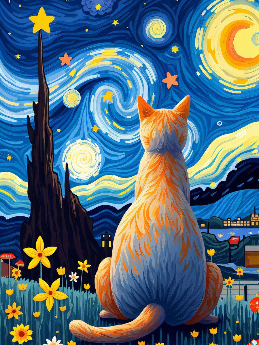 DIY Oil Painting By Numbers Cat Moon Pictures By Numbers Kitten Digital Oil Painting Animal Drawing On Canvas Kits Wall Decor