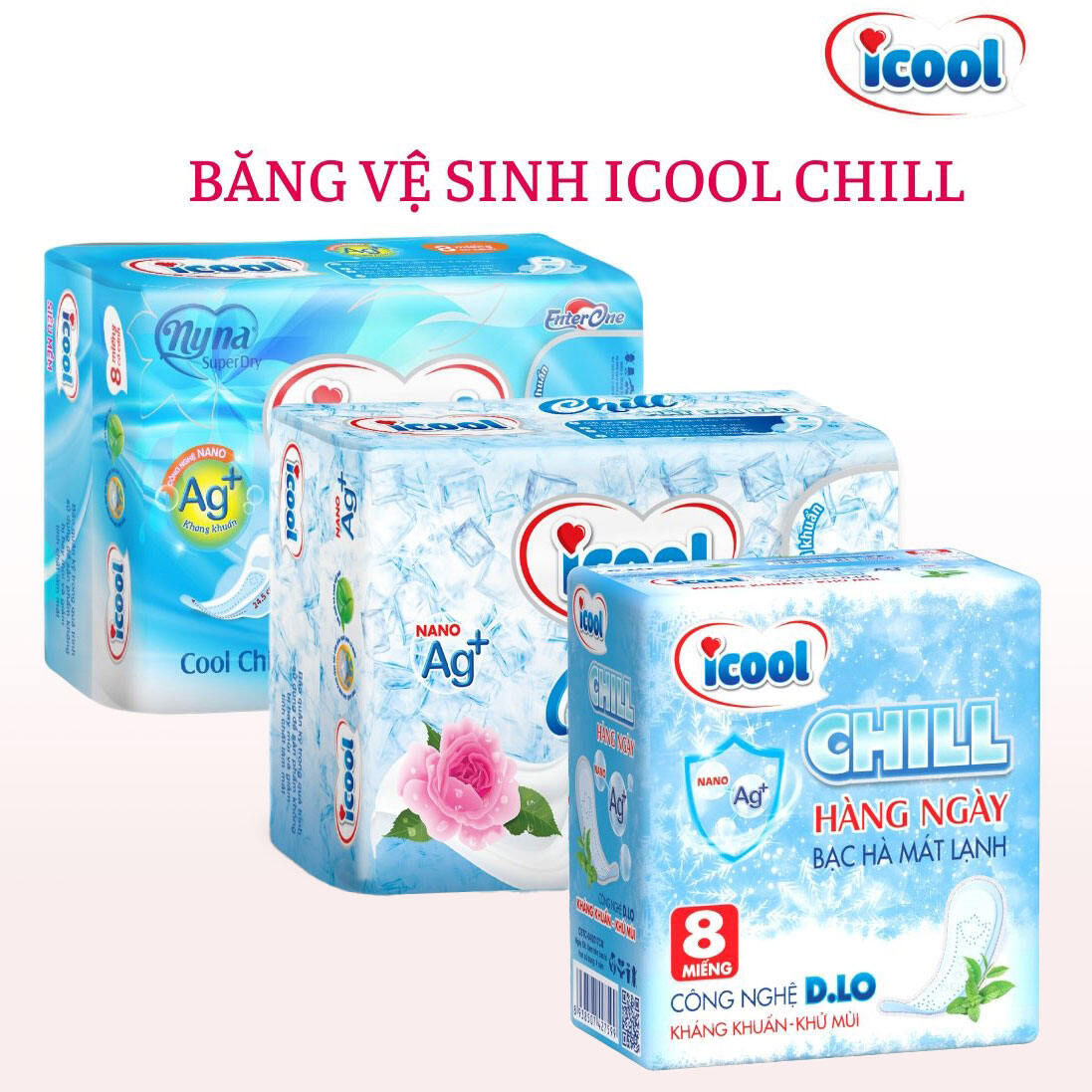 Băng vệ sinh icool chill BVS mặt vải nhung mềm mại, bạc hà mát lạnh trà xanh khử mùi kháng khuẩn hiệu quả