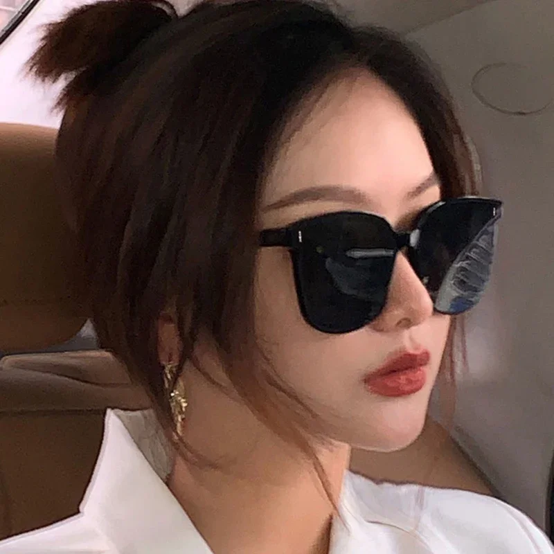 2021 Korean Style Fashionable Polarized Sunglasses Women's Square UV-Proof Big Face Seaside Black Sunglasses Men's Retro
