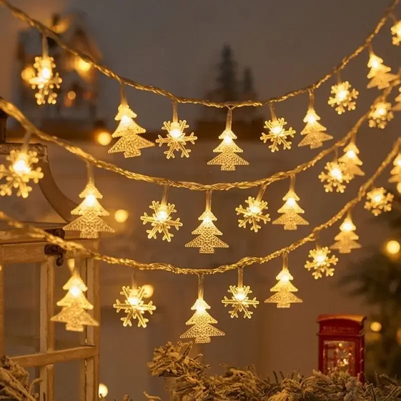 3M 20Leds Christmas New Year Lights Snowflake String Lights Fairy Lights Star Ball LED Lamp for Home Christmas Tree Garden Decor