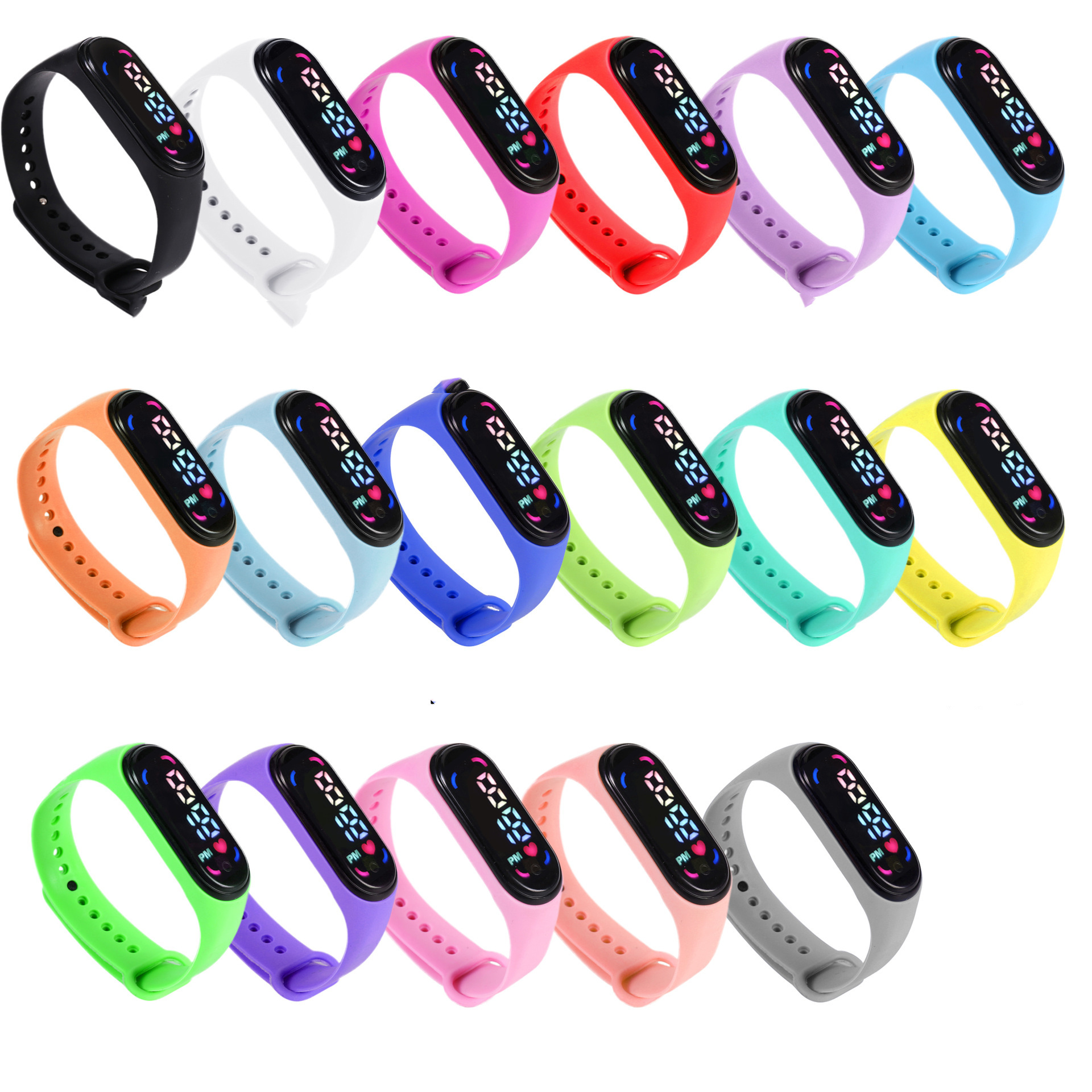 Đồng hồ điện tử cảm ứng màu ngẫu nhiên 2 chiếc đồng hồ LED điện tử hoạt hình trẻ em Đồng hồ điện tử đồng hồ thể thao học sinh
