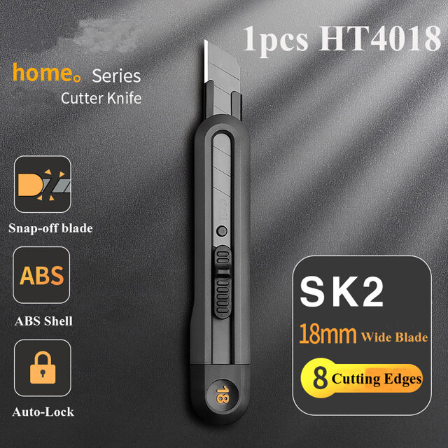 Deli Snap-off Utility Knife Retractable Box Cutters 9mm 18mm High Carbon Steel Blades Auto Lock Perfect for Office and Home use