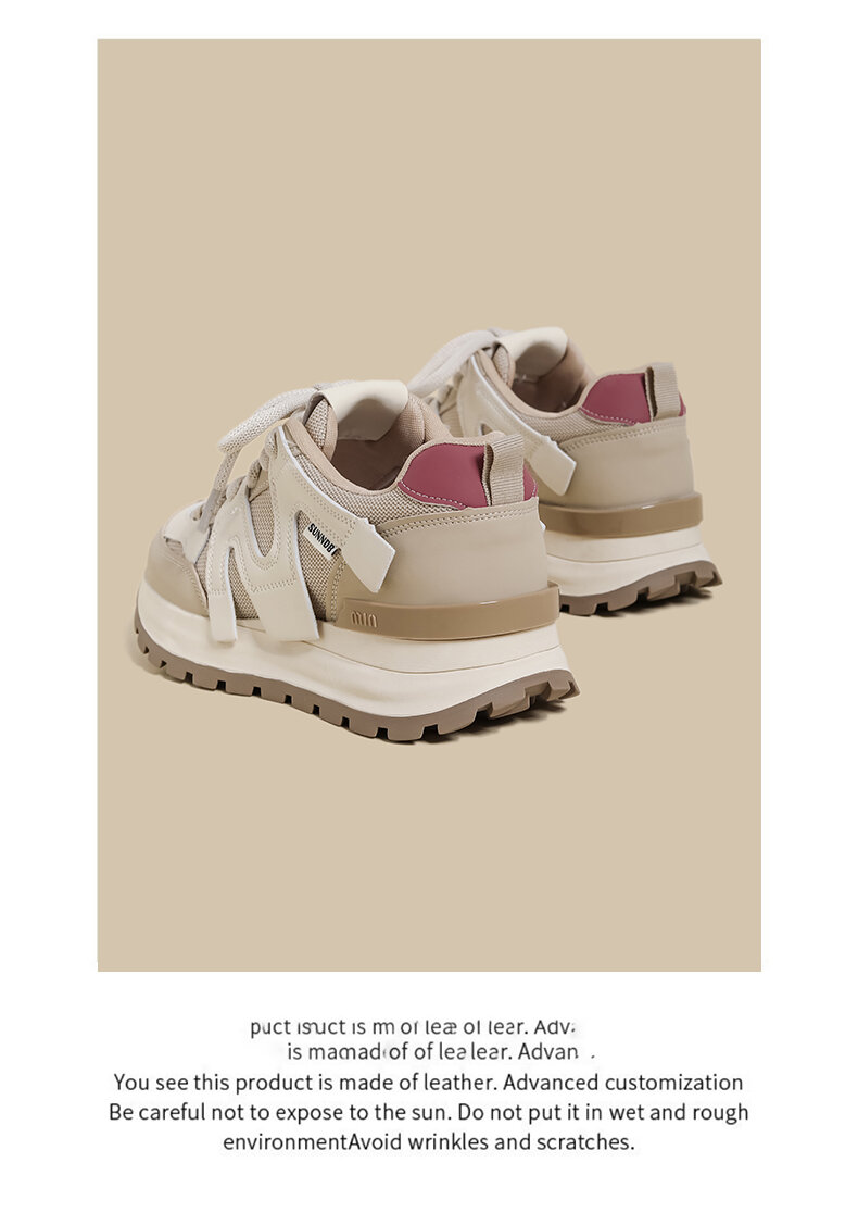 Women's Casual Sport Shoes Spring 2025 Thick Bottom Dad Shoes Color Block Versatile Small Size Korean Style Agan Leisure Sports Shoes