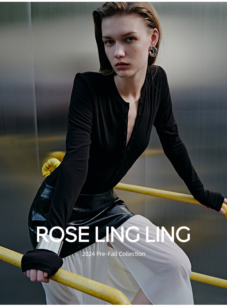 RoseLingLing Ultra-Fine Australian Silk Wool Blend Slimming Knit T-Shirt with Henley Collar for Women Casual Summer Style