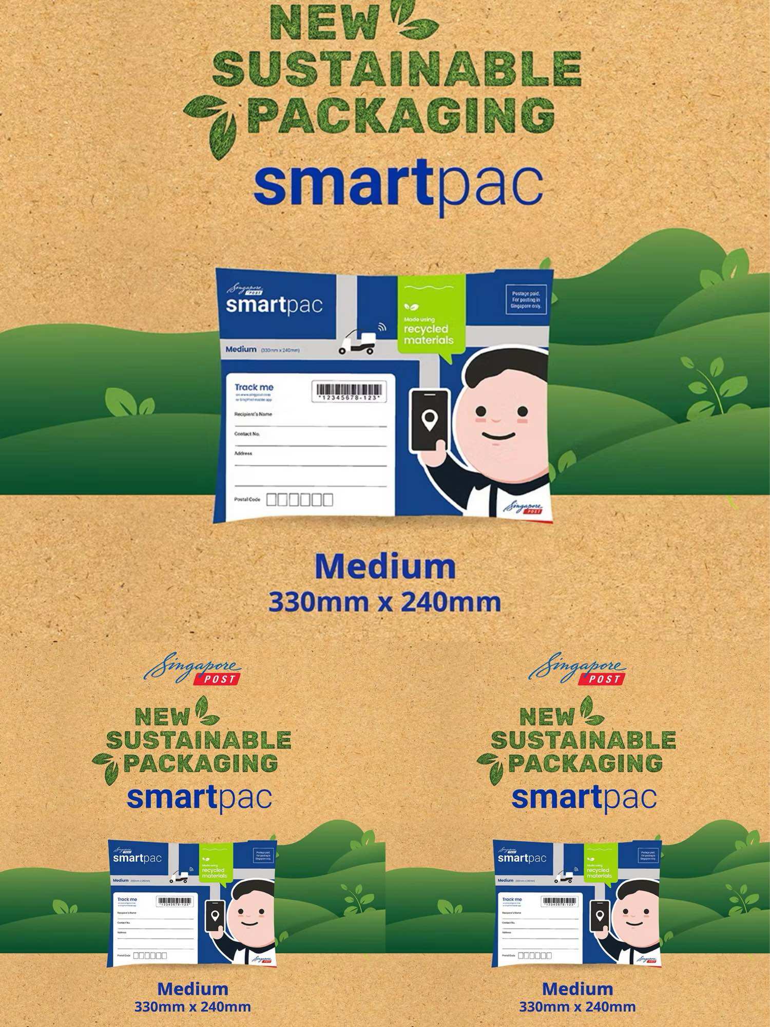 [3 Pcs]SingPost Smartpac Small/Medium- A postage-paid packaging for local delivery. Trackable via the SingPost mobile app.