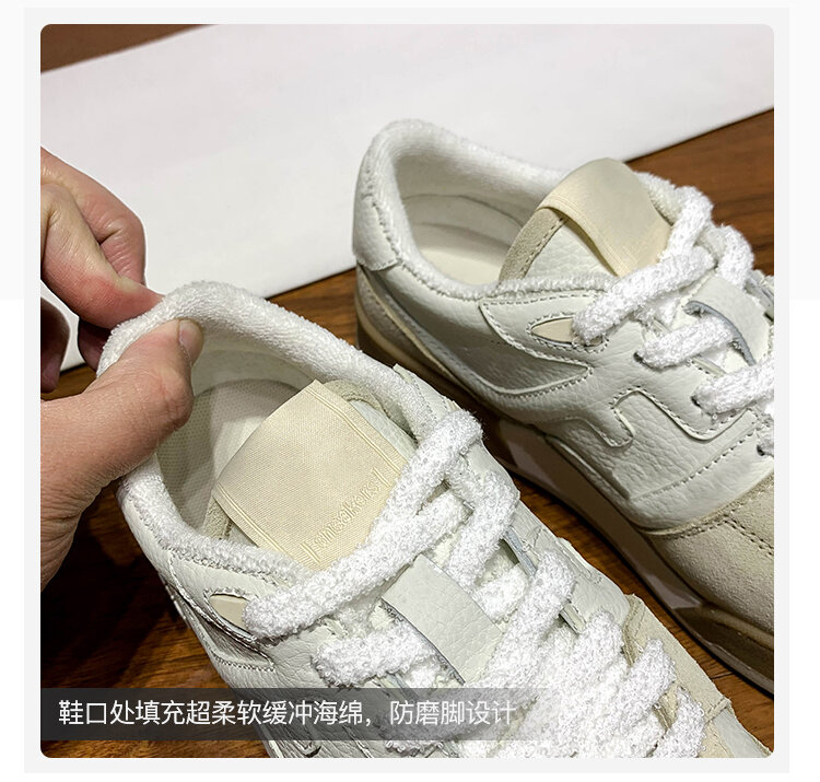 Scarpe da tavola retrò in pelle color block da donna casual all-match primaverili nuovo stile Sneakers bianche sportive Dequn Shoes Street Style
