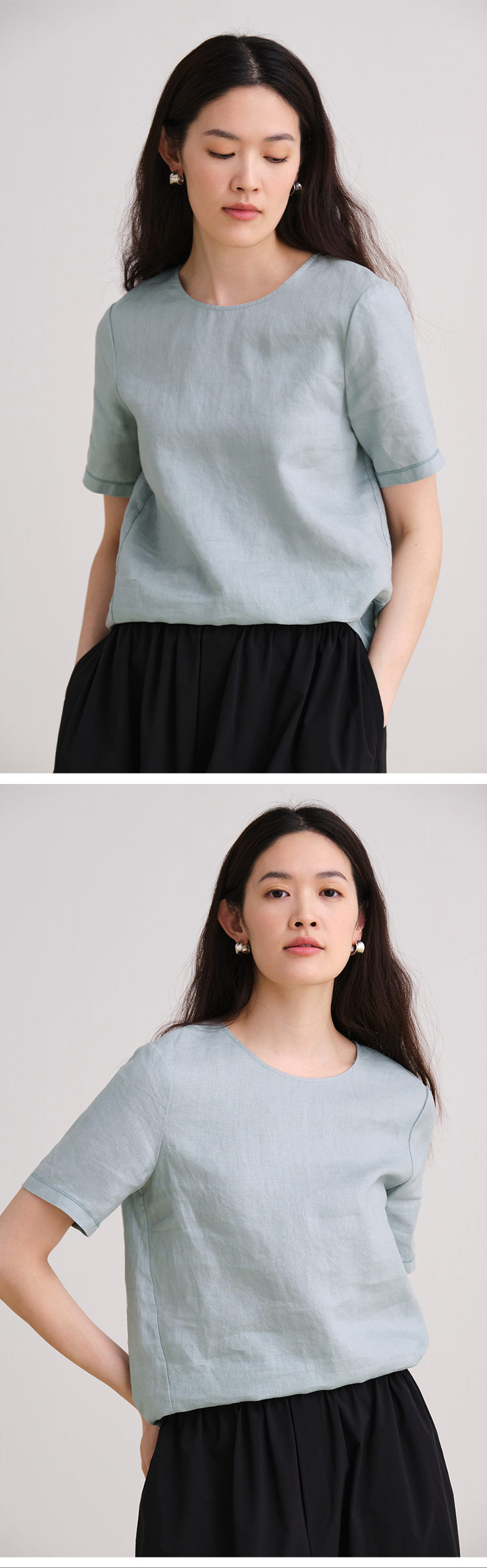 100% Linen Short Sleeve T-Shirt Women's Casual Style Original Travel Wear Spring Season Versatile Comfortable Fit round Neck