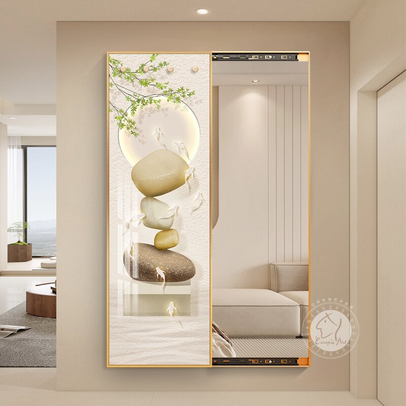 Decorative Full-Length Mirror Reversible Sliding Door Design