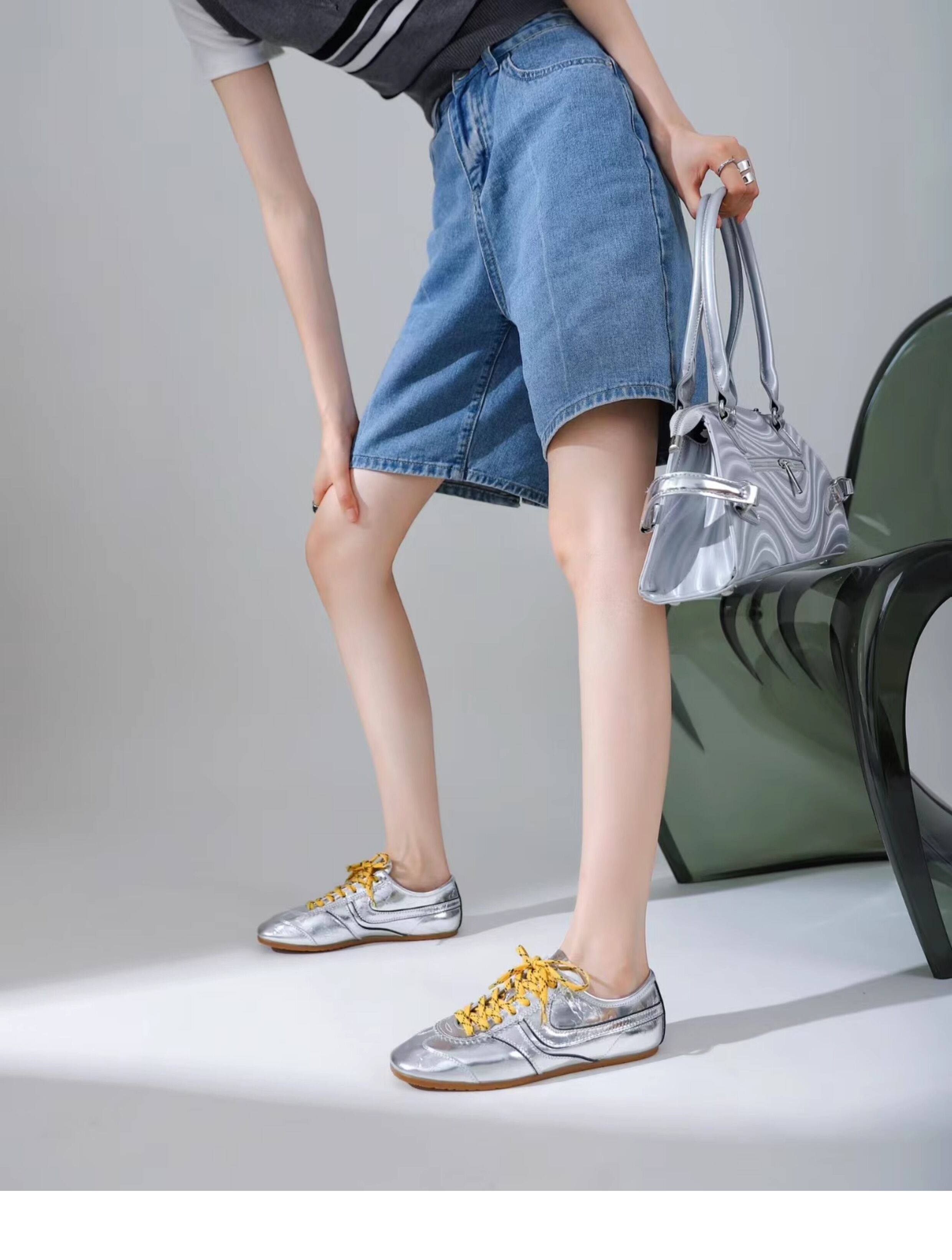 Olive Green Agam Shoes Deqin Casual Sneakers Women's Flat Bottom Sports Shoes Easy to Wear Comfortable Leather Interior · v12