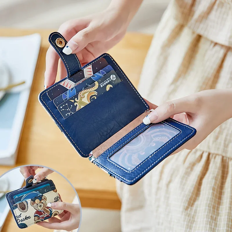 Small Card Holder Women's Small and Ultra-Thin Mini Wallet Women's Large Capacity Cute Korean Driving License Card Sets Document Package