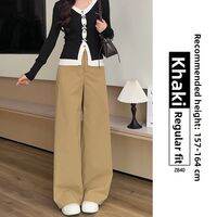 YAYANGREN | Olive Green Loose Wide Leg Suit Pants for Summer