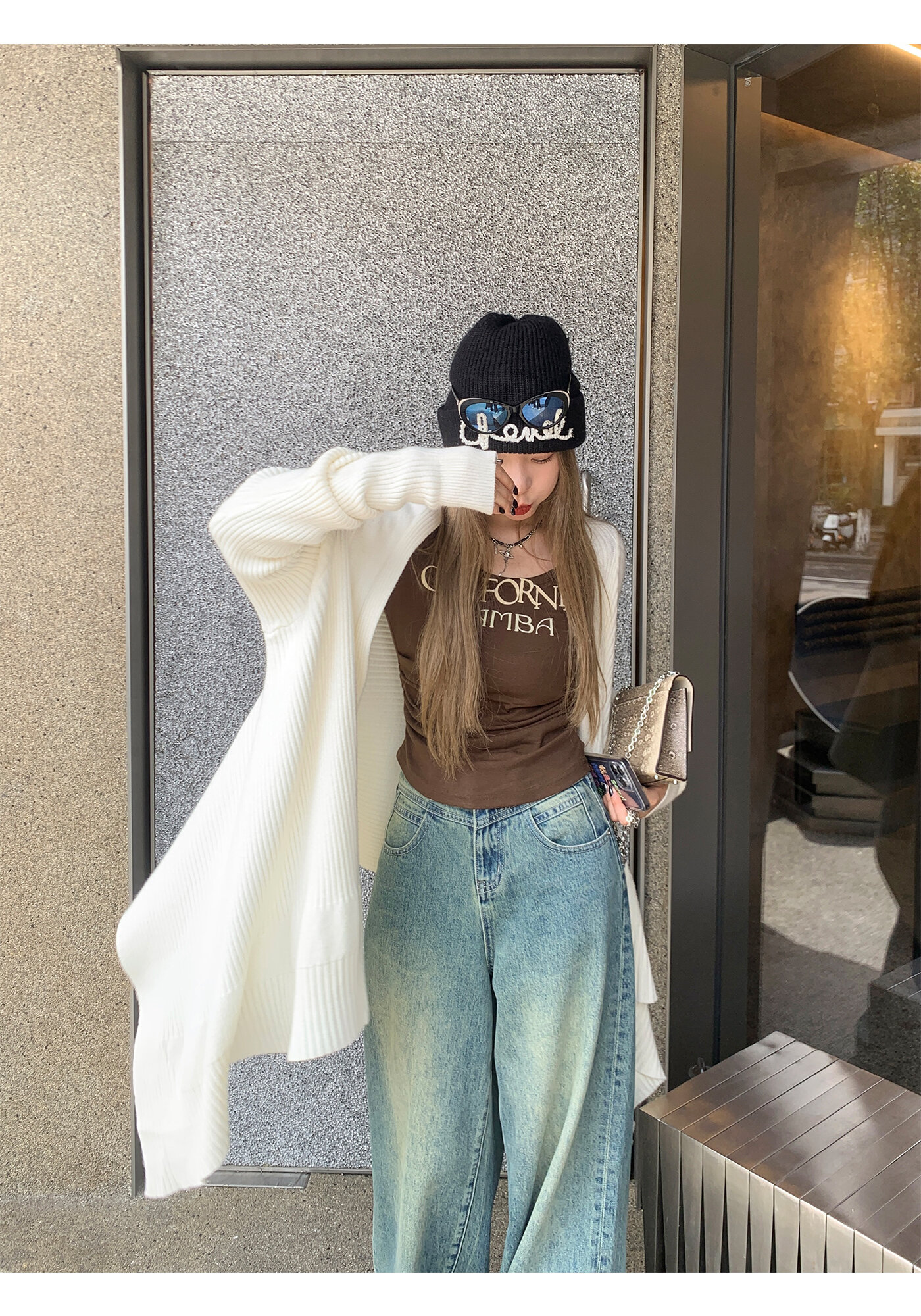 High Waist Wide Leg Jeans Women's Loose Fit Washed out Style Spring Autumn Denim Pants by LUU Peach Joy Slimming Effect · v2