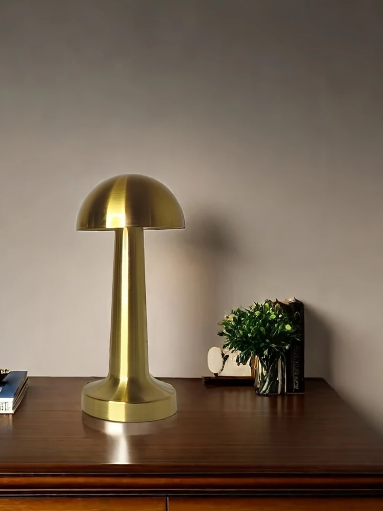 USB Touch Three-Color Gold Mushroom LED Night Light Eye-Protection Bedside Lamp Warm Ambient Soft Light for Bedroom