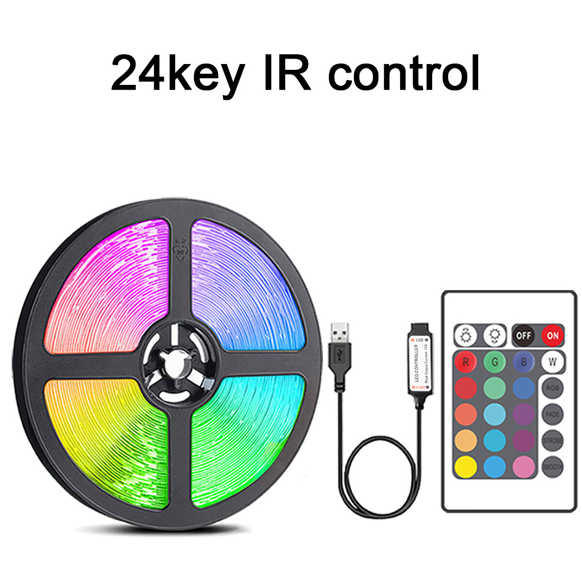 Led Strip Lights with 44 Key Remote Control 1m 5m 10m 20m RGB Tape Led Wall Room for Home Bedroom Party Decor TV Backlight
