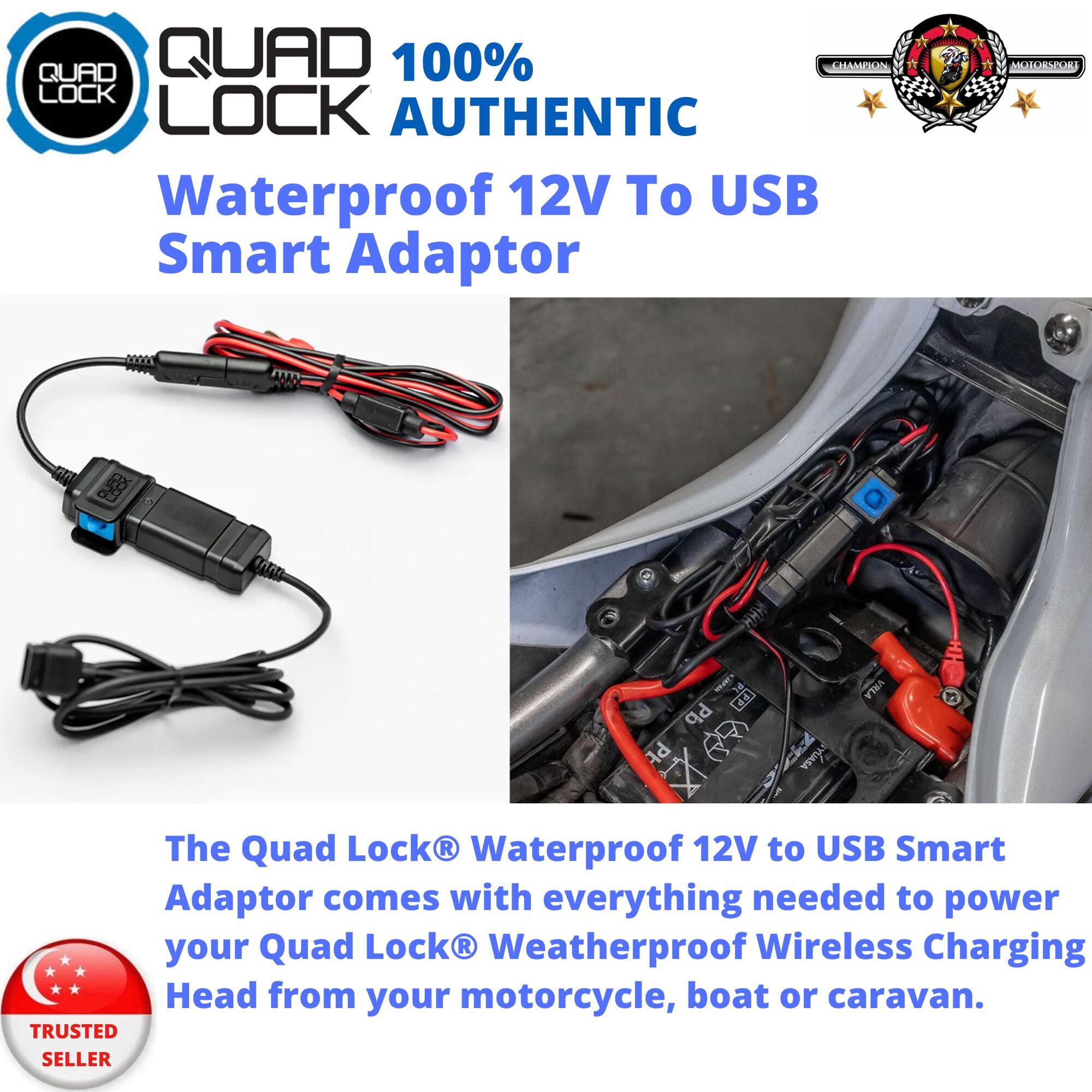Motorcycle - Waterproof 12V To USB Smart Adaptor