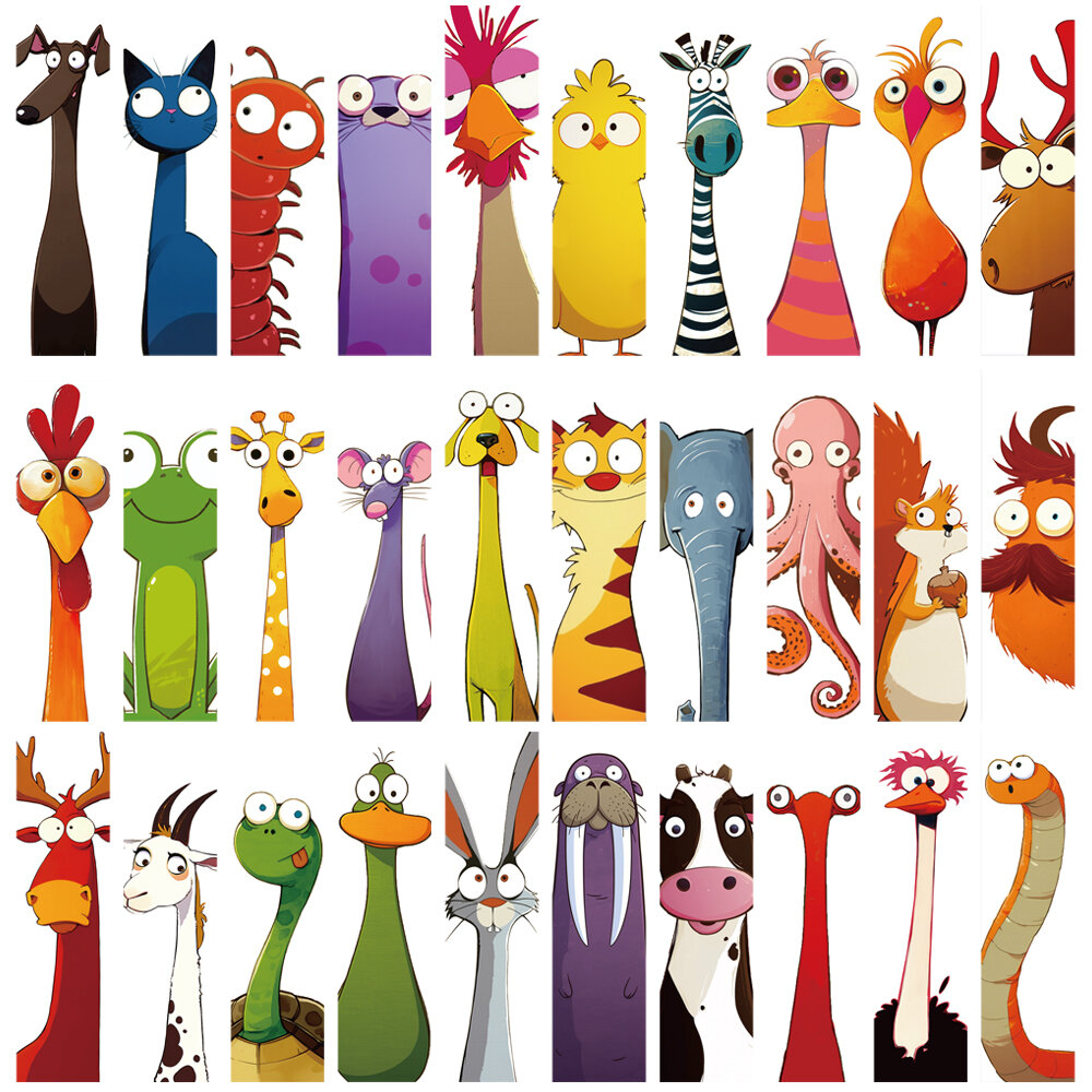 30/60PCS Cute Funny Animals Bookmarks Reading Luggage Harajuku DIY Gift Laptop Room Creative Gifts Durable Living Room Bookmarks