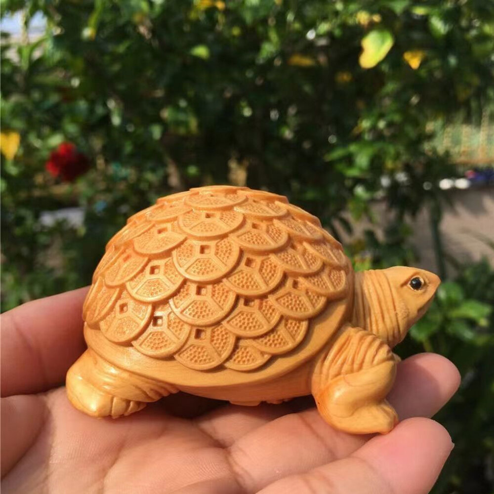 Green Sandalwood Carved Tortoise Ornament Longevity Dragon Tortoise Wealth Attracting Craftsman Crafted Home Decorations