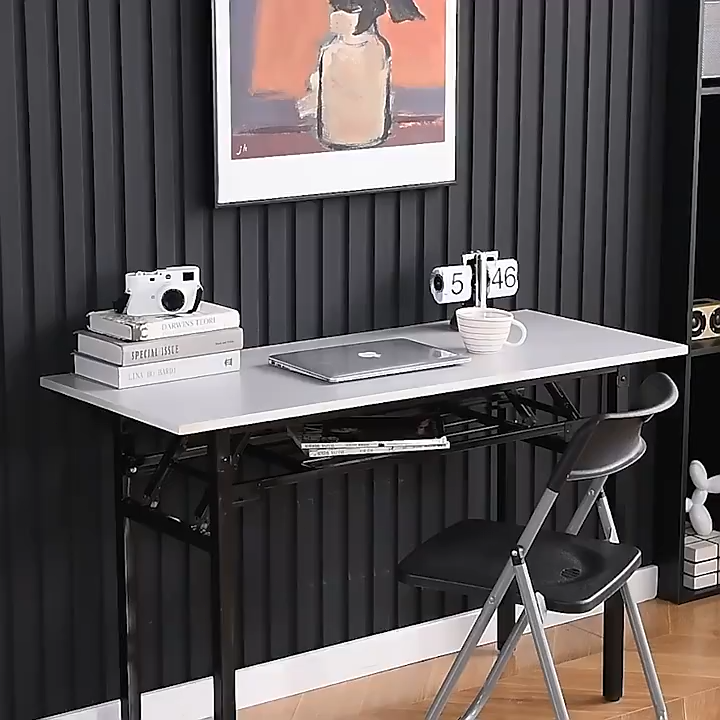WAROOM【No Need Install】White Foldable Banquet Table Office Computer Table Event Folding Dining Table Outdoor Single Spring Foldable Table Study Table Writing Desk Home Meja Lipat Meja Komputer 折叠桌