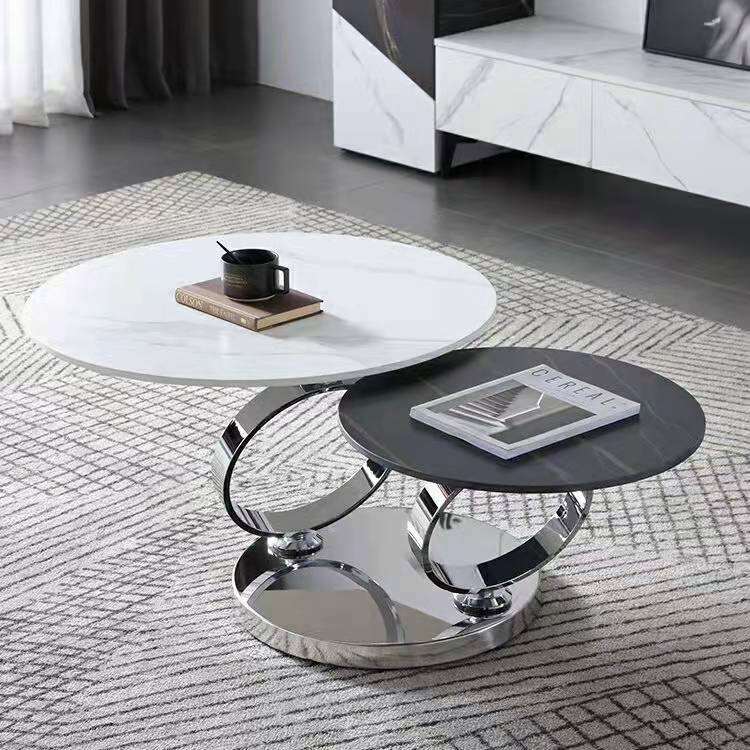 grey rotating coffee table