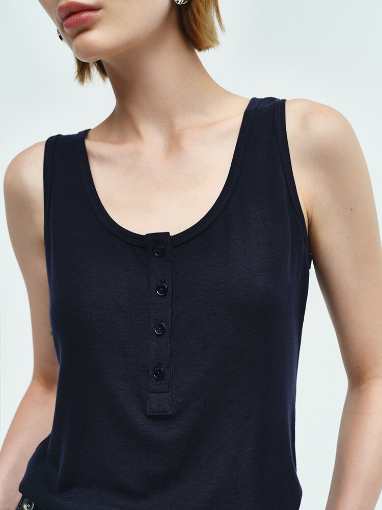 RoseLingLing Ultra-Fine Australian Silk Wool Blend Slimming Knit T-Shirt with Henley Collar for Women Casual Summer Style