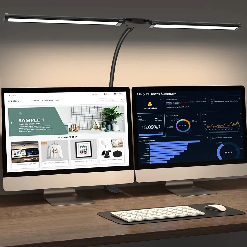 Double Single Head Dimmable LED Clip Desk Lamp Computer Table Lamps Monitor Light for Office Reading Architectural Lighting