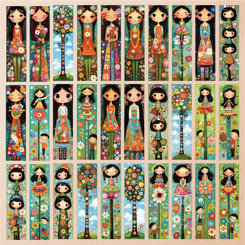 32pcs Cute girl bookmarks suitable for back-to-school season Christmas Halloween teachers readers birthdays.