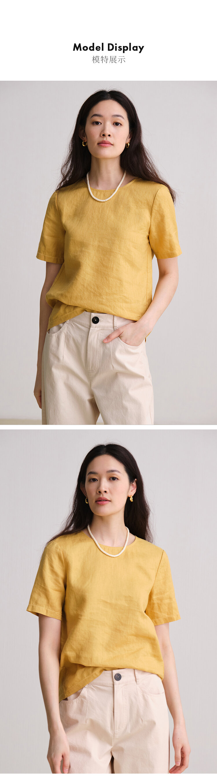 100% Linen Short Sleeve T-Shirt Women's Casual Style Original Travel Wear Spring Season Versatile Comfortable Fit round Neck