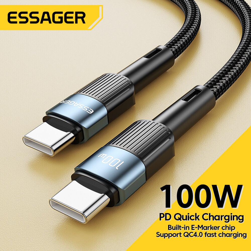 Cáp sạc nhanh usb-c pd essager 100w/60w, loại usb c để usb c cáp usb-c pd nhanh chóng sạc dây sạc dây cho macbook samsung xiaomi vivo