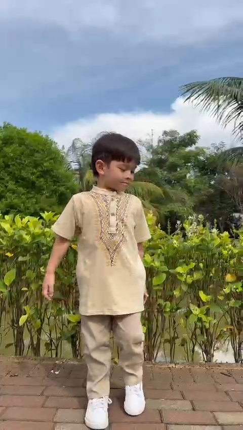 Littlebee Mustofa Cream- Setelan Koko Anak [Size 1-5 Tahun] Baju koko Kaos Laki-laki