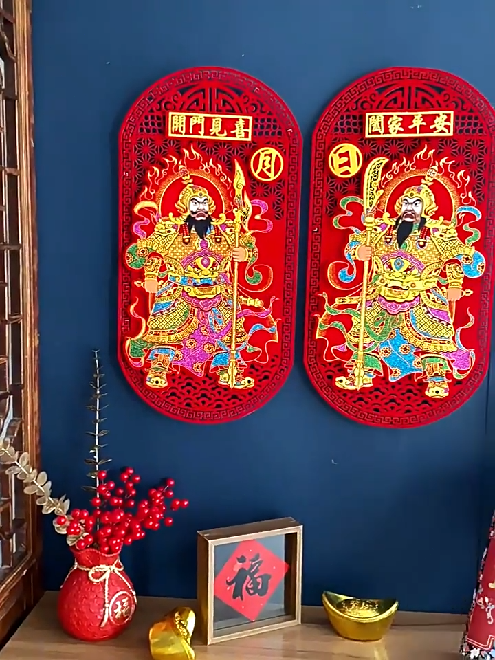 2025新年春节门贴蛇年烫金门神贴镇宅辟邪年画秦叔宝尉迟恭门贴春节年画