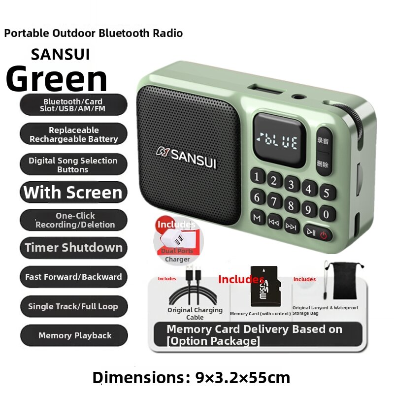Portable Sansui F75 Mini Bluetooth Speaker with Card Slot Timer