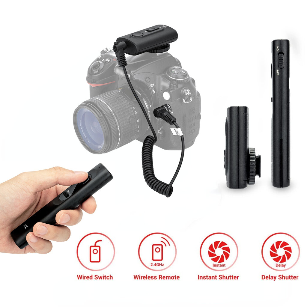 JJC RF-SWM 50 Meter Wireless Remote Control Stick 2.4GHz Radio Shutter Release Cable Switch for Camera Nikon Z5 Z6 Z7 II Z6II Z7II D3100 D3200 D3300 D5000 D5100 D5200 D5300 D5500 D5600 D7000 D7100 D7200 D7500 D90 D600 D610 D750 COOLPIX P1000 P7700 P7800