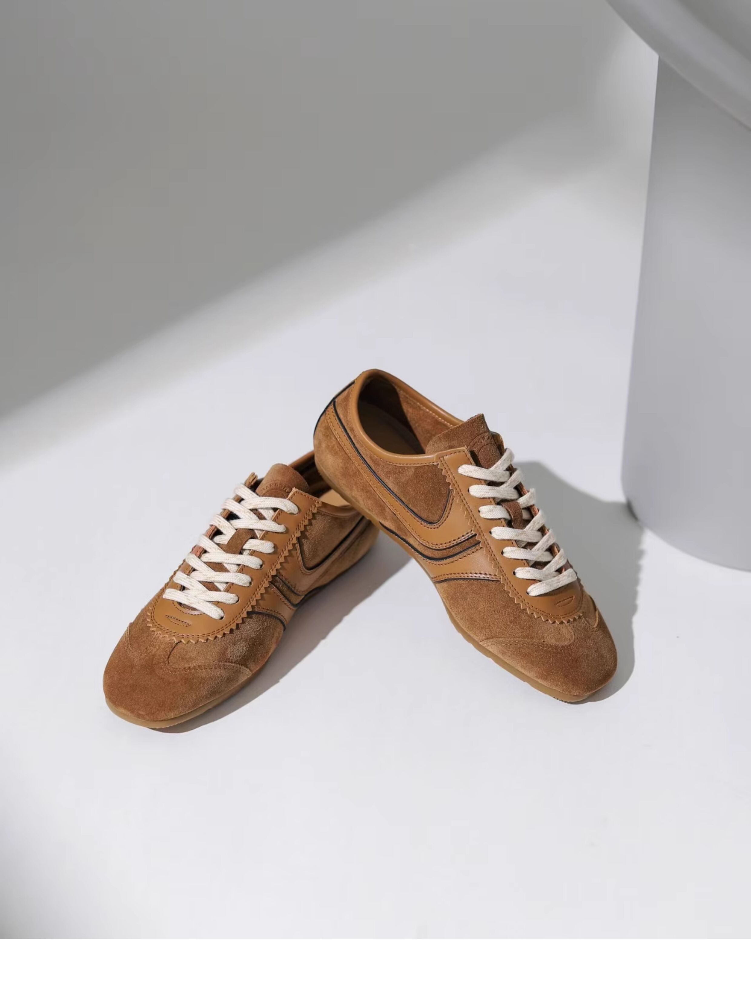Olive Green Agam Shoes Deqin Casual Sneakers Women's Flat Bottom Sports Shoes Easy to Wear Comfortable Leather Interior · v12