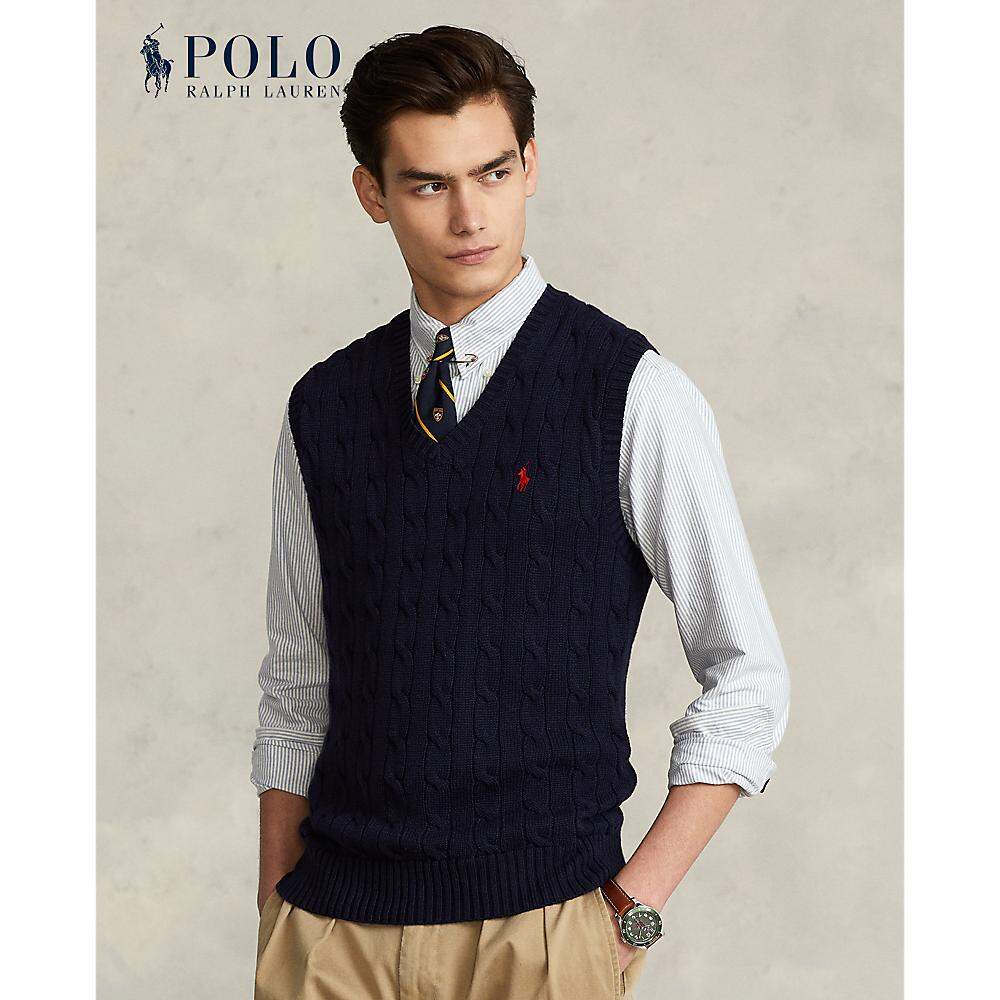 Polo Ralph Lauren Men Cable-Knit Cotton Sweater Vest | Lazada