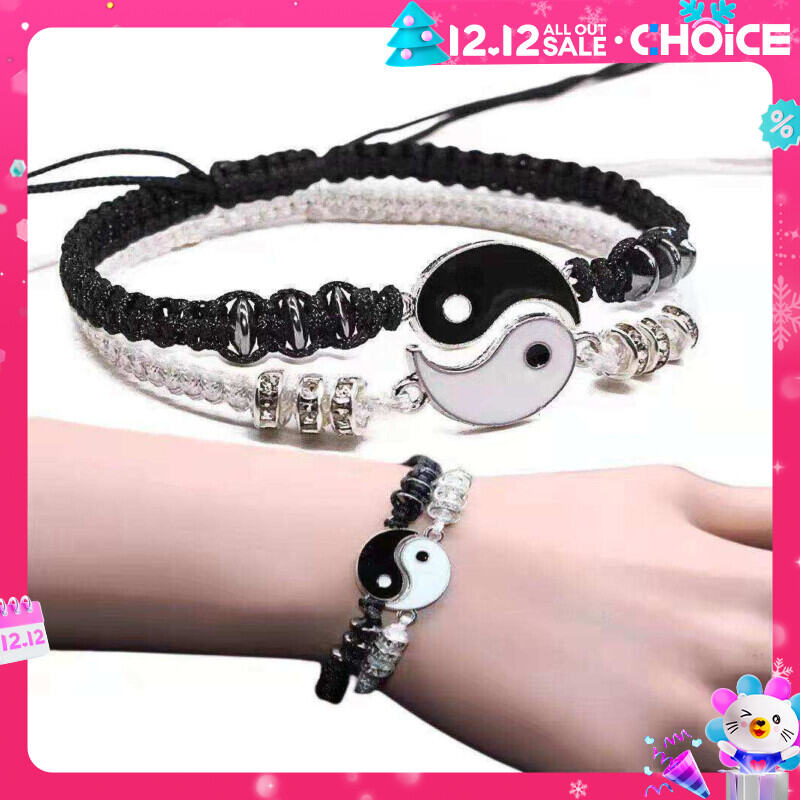 Best Friend Bracelet 2 Match Âm Dương Điều Chỉnh Rope Bracelet Bạn Trai Bạn Gái Ngày Valentine Quà Tặng