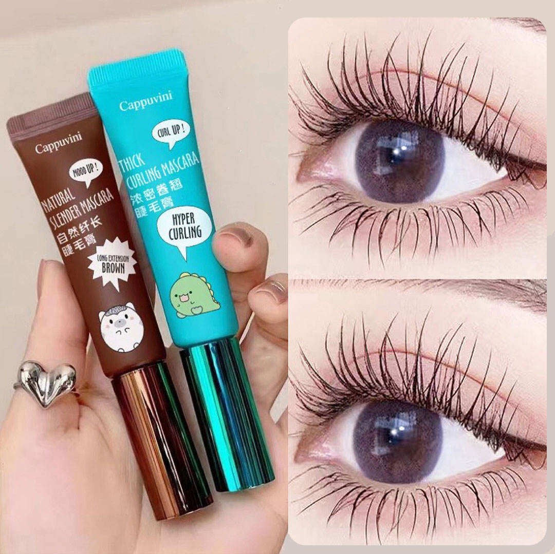 Mascara Dài Mi và Cong Mi Cappuvini Chuốt Mi Đen + Nâu Lâu Trôi Chống Thấm Nước